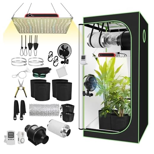 Ollewiellan Growzelt Komplettset 80x80x160cm mit 200W Flach LED Grow Lampe, Belüftungsset & Aktivkohlefilter, Vollspektrum Hydroponik