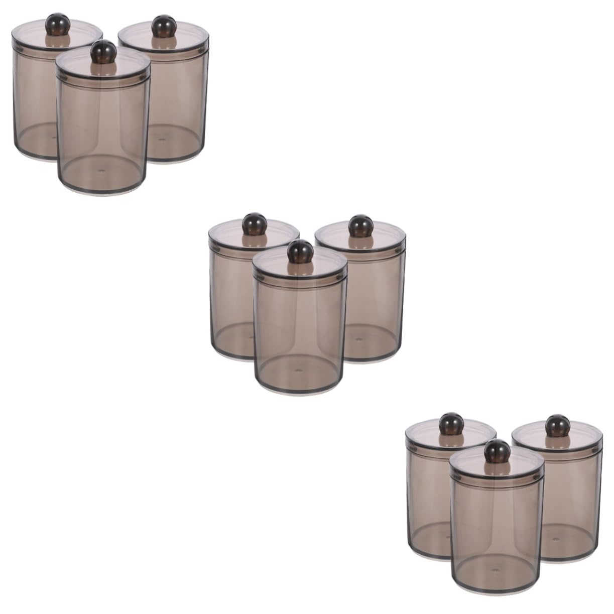 WOONEKY 9stücke Baumwollstäbchen Organizer Mit Deckel Multifunktionale Aufbewahrung Für Badezimmer Kosmetik Und Transparente Schwarze Box Für Wattestäbchen Zahnstocher