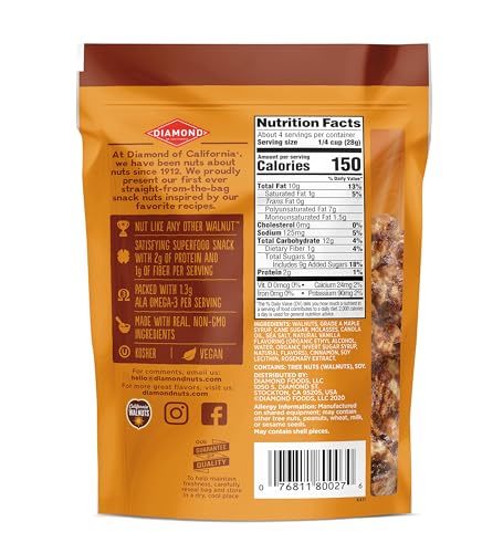 Image of Diamond of California Sweet Maple Walnut Snack Nuts, 4 oz. (4 Pack)