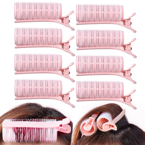 Ouliget Juego de 8 rulos para el cabello 2 en 1 con clip para peinar el cabello, clip voluminizador para levantar las raíces del cabello, rizador portátil para peinados esponjosos, 8 unidades