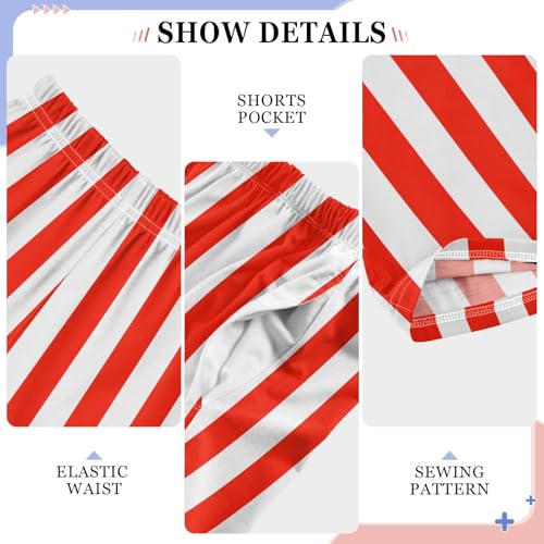 Pajama Pants Red and White Stripes PJ Bottoms Sleepwear Lounge Sleep Pant with Pockets4