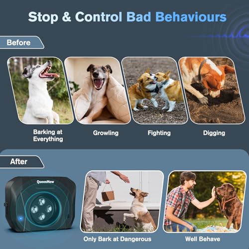 Bubbacare Anti Bell Gerät Hunde, 4 Sender Antibell Ultraschall Gerät, 33 Fuß Hundegebell Stoppen, 3 ModiAanti Bell Gerät Hunde für Große Kleine Hunde, Trainingsalarm im Freien und Innenbereich