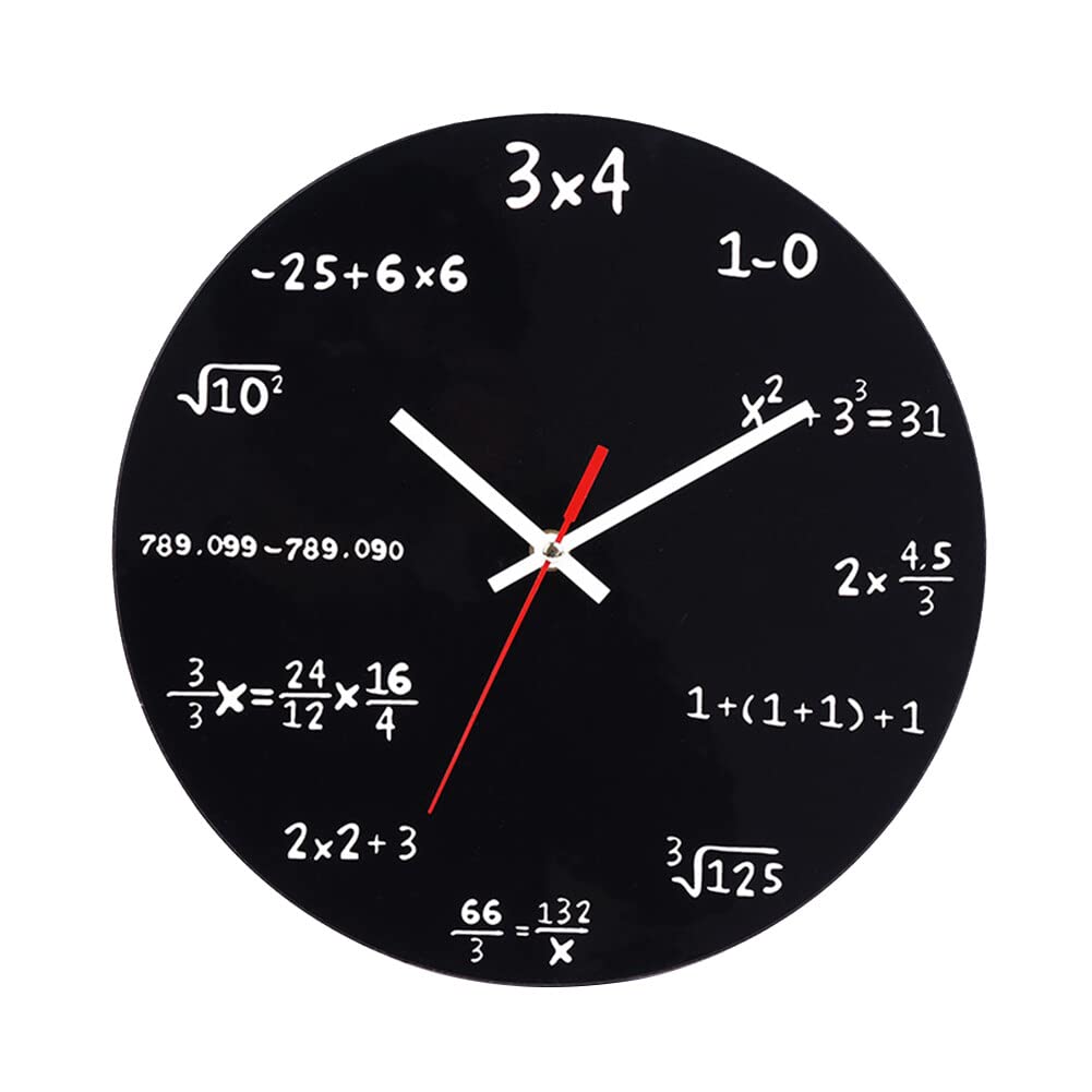 Horloge Murale Mathématiques 12 Pouces (30 Cm) - Cadran Avec Formules Et équations - Acrylique, Mouvement Quartz Silencieux - 8