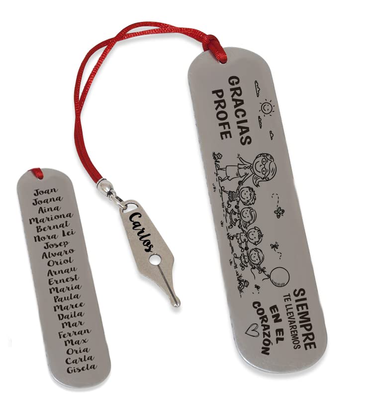 Marcapáginas personalizado GRACIAS PROFE. Regalos para profesores. Ideal para regalar en fin de curso. Regalos personalizados y originales para profes.