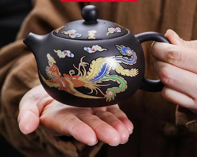 Amazon | 中国急須、熱すると色が変わり、龍と鳳凰が縁起よく浮かび 