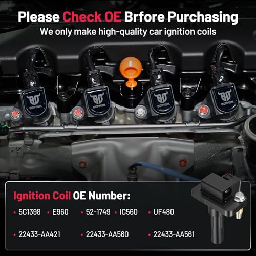 Image of BDFHYK Ignition Coil Packs Compatible with Subaru Impreza 2002 2003 H4 2.0L Coil for UF480 5C1398 E960 52-1749 IC560 22433-AA421 22433-AA560 22433-AA561 Set of 4