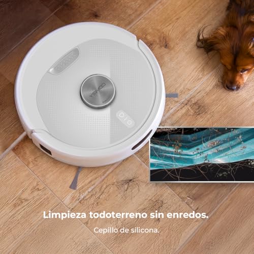 Miniatura 5 de Cecotec Robot Aspirador y Friegasuelos con Navegación Láser Conga M80 Pearl. Succión del Motor 25000Pa, Autonomía 240min, Cepillo Silicona para Mascotas, Bluetooth y WiFi, Control App