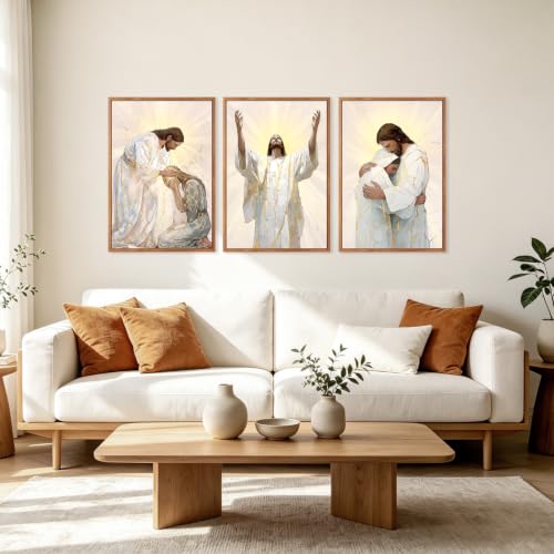 Image of CHDITB 3D Textured Framed Jesus Embrace Woman Christian Healing Wall Art