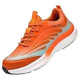 ZHENSI Damen-Schuhe Mit Stahlkappe Sicherheits-Sneaker Leicht Atmungsaktiv Bequem Arbeitsschuhe Für Die Modeindustrie,Orange,41 EU