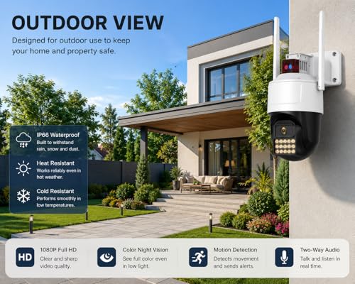 Image of Dr Vision 4MP WiFi PTZ Outdoor CCTV Camera for Home | 360 Pan Tilt | Color Night Vision | Motion Detection | Two Way Audio | Wireless Security Camera with Mobile App V380 Pro (PTZ Camera)