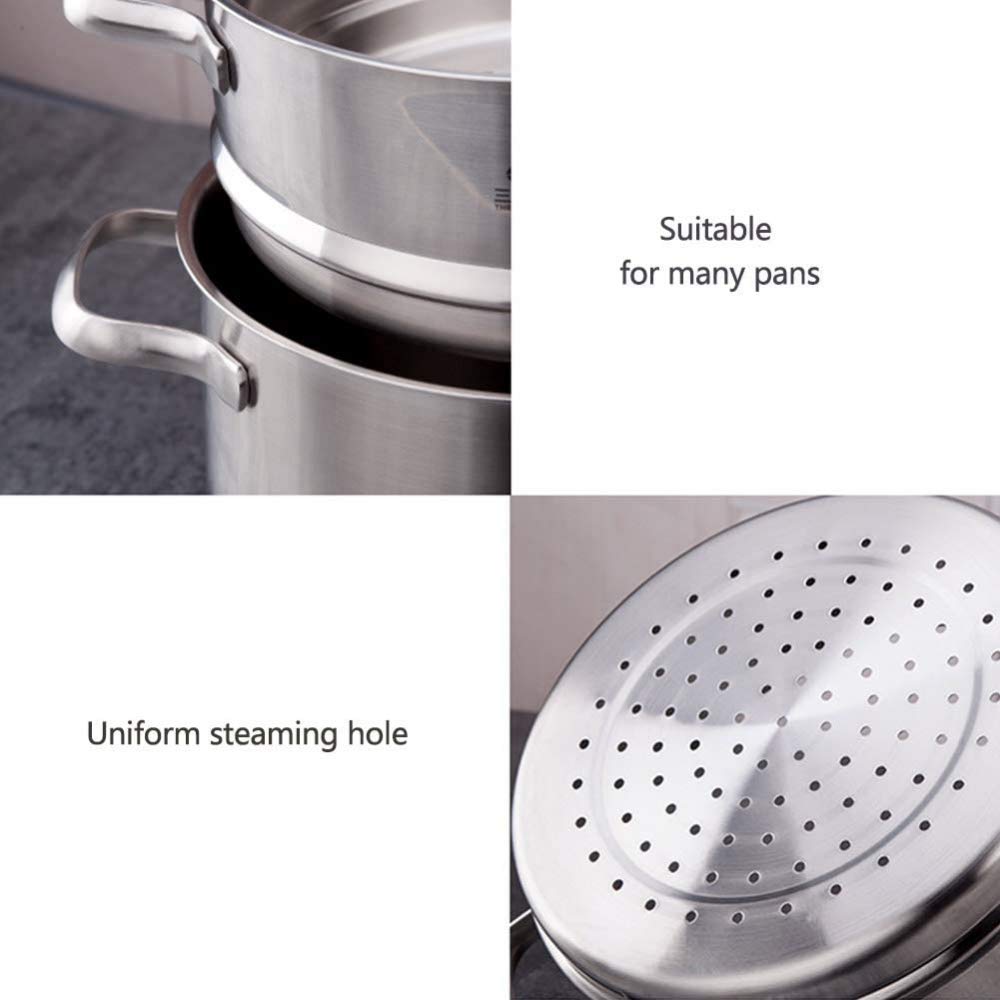 Vaporiera in acciaio inox con manici, impilabile, per molte pentole, pratici utensili da cucina per cucinare, meno olio, più freschezza, 22 cm