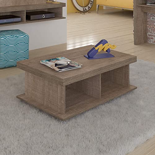 Mesa de Centro com rodízios e tampo em Tamburato 50mm DUNAS cor Canela - Artely