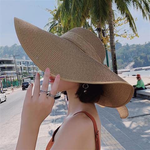 Sombrero de playa plegable para mujer con ala ancha miniatura 4