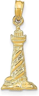 Colar de ouro amarelo 14 k com pingente de farol de São Agostinho 3D para viagem à beira-mar transporte joias finas para mulheres presentes para ela