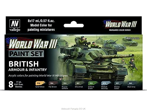 Kit peinture modélisme Vallejo 070222 motif pansage britannique WWIII