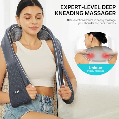 Cordless Shiatsu Massager for Neck and Back with Heat - Perfect Christmas Gift