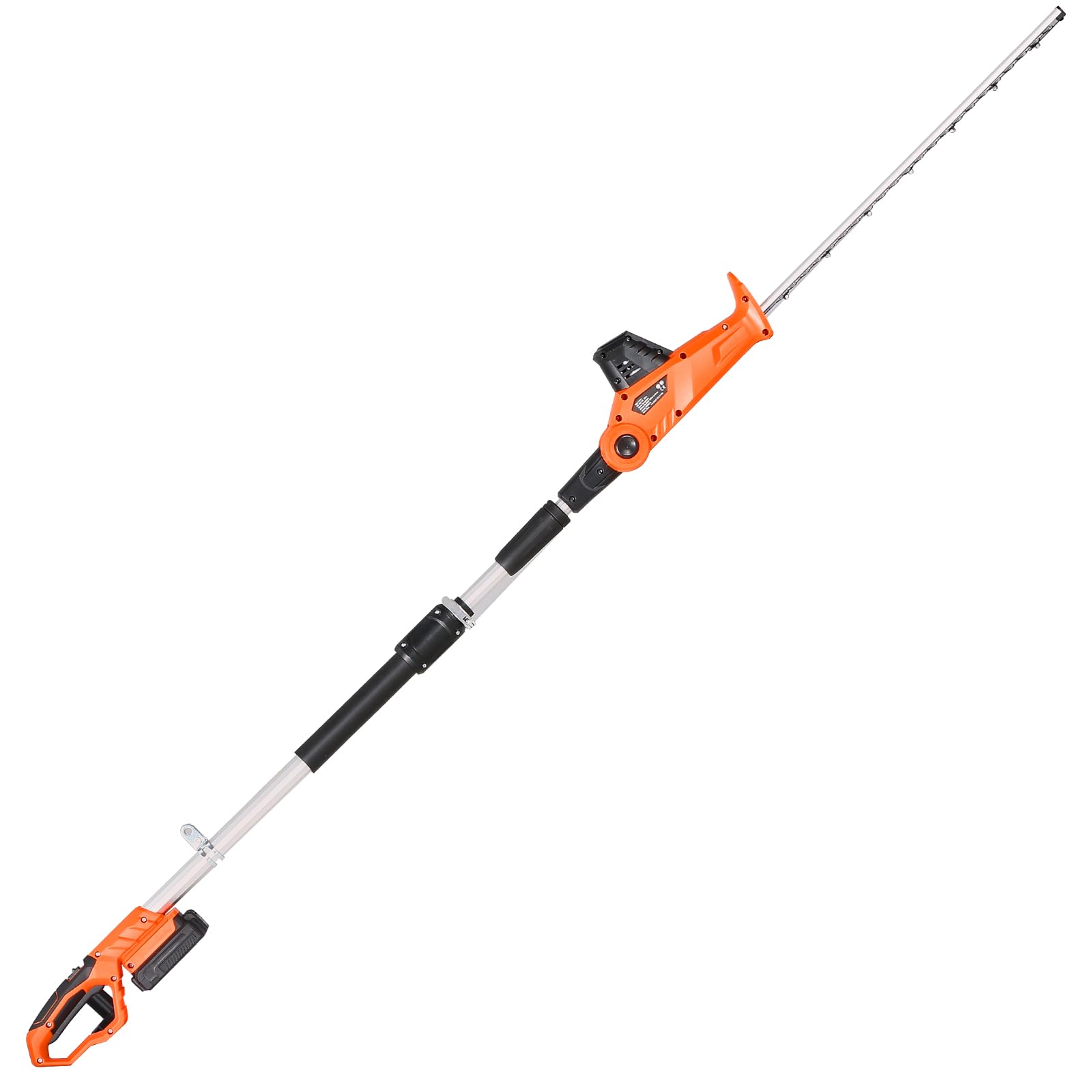 VEVOR Cortasetos Eléctrico, 1200 RPM Cortasetos de Pértiga Inalámbrico con Cuchilla de 510 mm, 5 Ángulos Ajustables, Batería de 20 V, Extensible de 1,9 m-2,4 m, para Ramas Altas para Jardinería