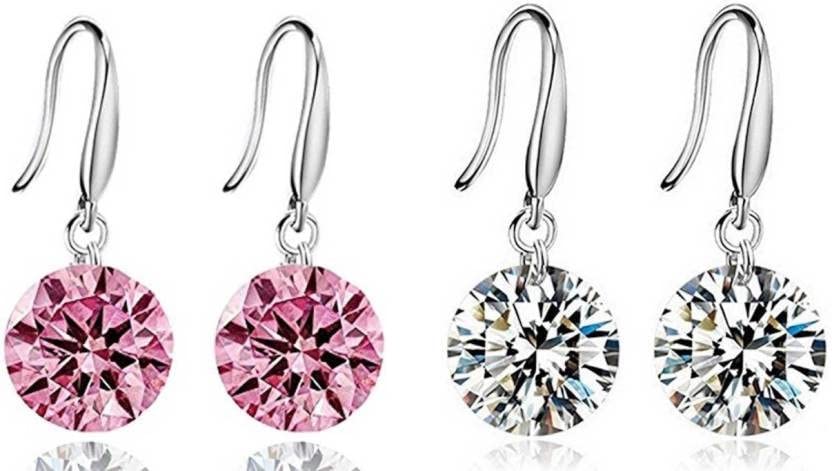Image of Nilu's Collection Enchanting Light Weight Cubic Zircon Crystal Drop Earrings for Women and Girls, for Daily Use, Office Use