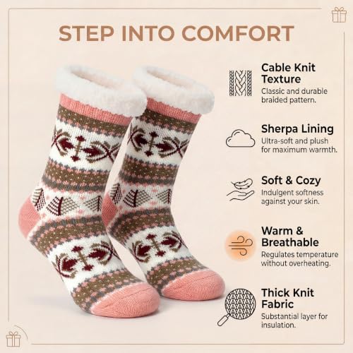 Image of The Metluks Women's Fuzzy Slipper Socks with Non-slip Grippers, Sherpa Lined Warm Cozy Gift Socks