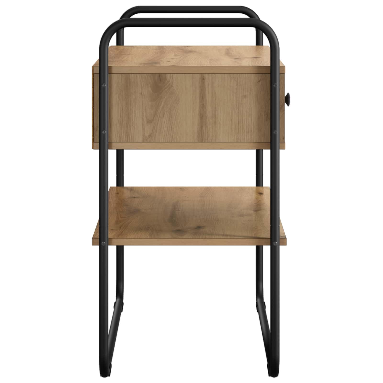 Tavolo consolle in rovere Artisan, 80 x 40 x 75 cm, in legno | Telaio in acciaio zincato, piedini in gomma, 2 ripiani, facile da montare per corridoio o soggiorno