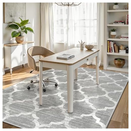 Lahome Moroccan Washable Area Rug - 4x6 Rug Non-Slip Living Room Rugs Soft Throw Bedroom Rugs Accent Distressed Faux Wool Floor Carpet for Living Room Office Kitchen Dining Room Decor (4’ X 6’, Gray)