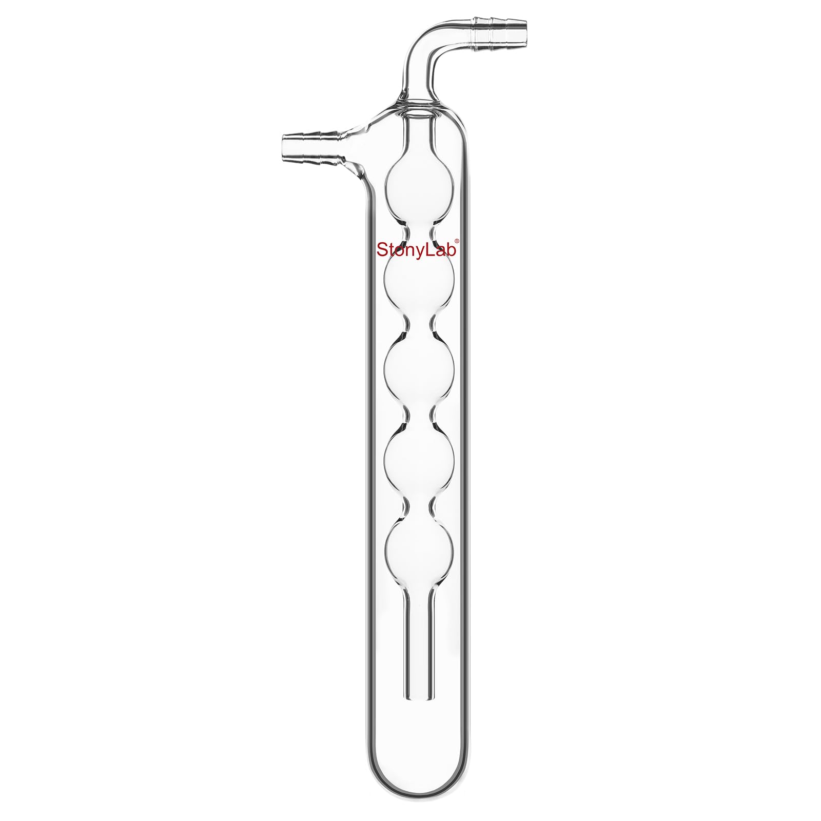 stonylab Einteilige Glas-Vakuum-Kaltfalle, 225 mm Länge, 10 mm Gezackter Schlauchanschluss, G3.3 Borosilikatglas, zum Kondensieren und Auffangen Flüchtiger Gase in Laborexperimenten