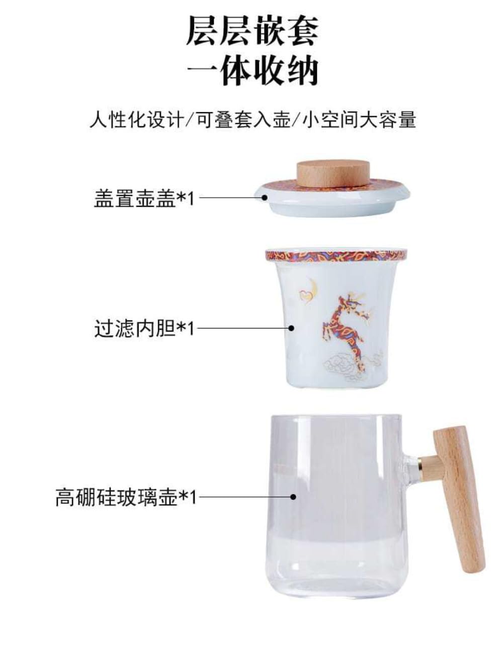 Kryształowy kubek do kawy, szklanki filiżanki do kawy/herbaty, 350 ml szklana filiżanka do herbaty z uchwytem biurowa ceramiczna wkładka z pokrywką kubek do robienia herbaty
