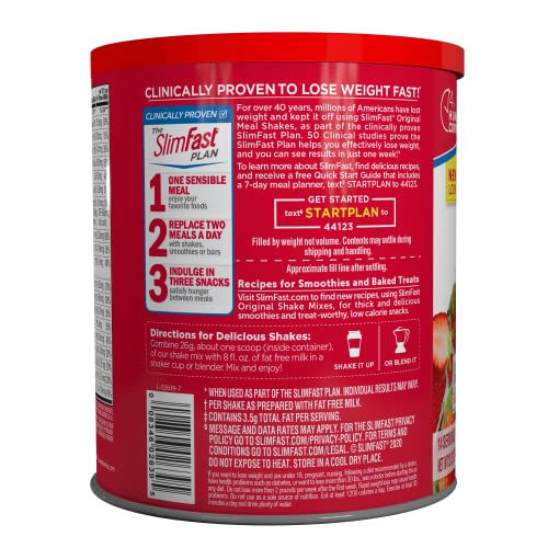 Slimfast Meal Replacement Powder, Original Strawberries & Cream, Weight Loss Shake Mix, 10G Of Protein, 14 Servings #TOP1