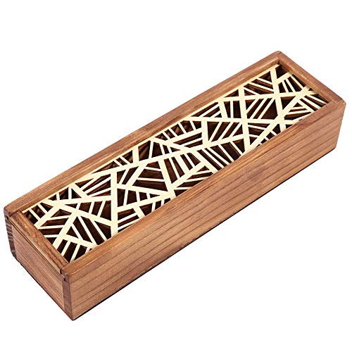 Asixx Plumier en Bois, Plumier de Bureau Boîte à Crayons Rangement de Crayons Cadeau de Noël pour Utilisation de l'Étudiant, de l'École et du Bureau, 4 Types(Type de Patch géométrique)