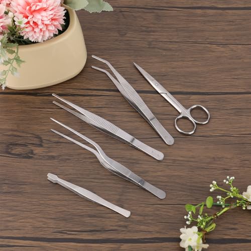 Set de 5 pinzas y tijeras de jardinería de acero inox miniatura 3