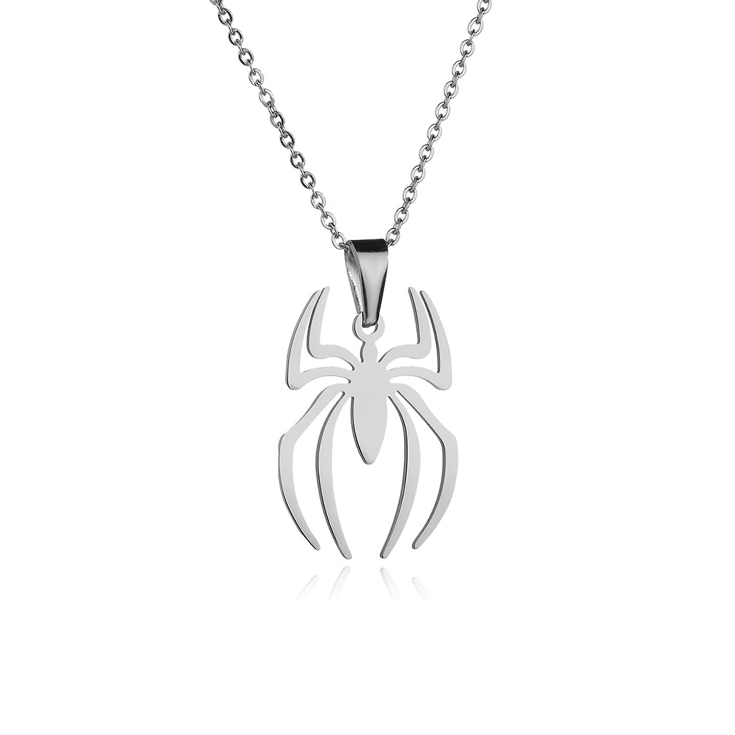 Collana Ragno Punk Con Onice Nero | Ciondolo Ragno Gotico Argento | Gioiello Halloween Per Donne E Ragazze - 5