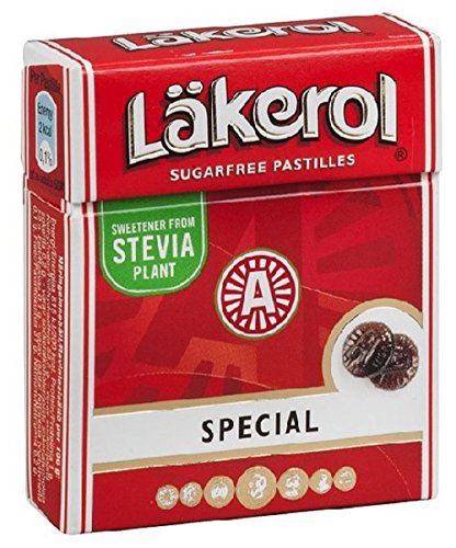 Läkerol Licorice Sugar Free Pastilles (4 Pack/Boxes) Imported Swedish Licorice (Special (Menthol))