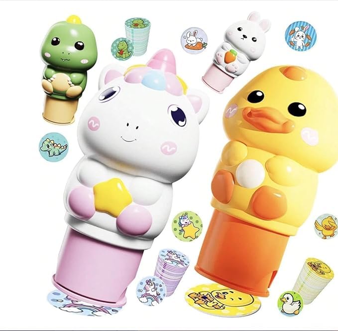 Magical Sticker Stamper Activity Book with 100+ Reusable Stickers, Creative Arts & Crafts Travel Toy for Toddlers, Girls & Boys