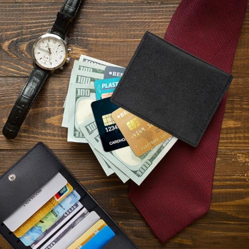 EORPAVU Porte-cartes de crédit homme Porte-cartes 2 pièce, peut contenir 8 cartes, porte-cartes portefeuille ultra-mince, portefeuille noir pour hommes et femmes, pratique，RFID – vue 4