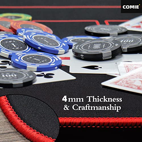 Comie 70 x 35 inch Texas Hold'em Poker Mat,4MM Thickness Portable Poker Table Top with Hemmed Edges,Water Repellent, Professional Casino Grade Poker Mat for Theme Party,Poker Night,Holiday Gatherings. by Comie - Image 4