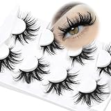 Losha 22mm Lashes Fluffy Eyelashes 3D Dramatic Long False Eyelashes Wet Look Manga Lashes Wispy Volume Faux Mink Lashes Cat Eye Lashes Soft Anime Fake Eyelashes 4 Pairs (Bold)