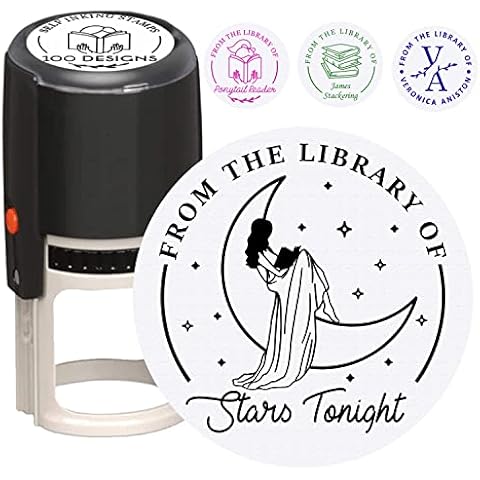 Masculine and Feminine Designs, self Ink Stamps Made with Your Personal Details. Ex Libris, from The Classroom Library of Book Belongs to. Book with Stars or Floral Borders. (1 5/8" Self Ink Stamper) Cover