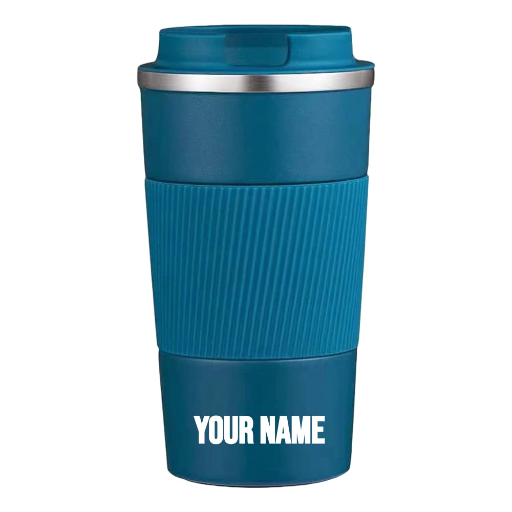 Sponsored Ad - Stainless Steel Personalized Coffee Mug With Double Wall Vacuum Insulated,Monogrammed Travel Tumbler For Him,Custom Cups,Unique Birthday Christmas Gifts For Men Who Have Everything (Blue,510 Ml)