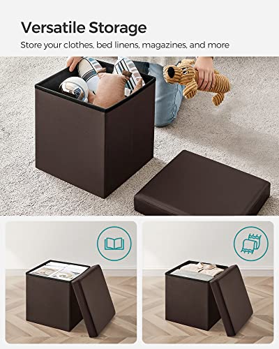 Songmics 15" X 15" X 15" Storage Ottoman Cube / Footrest Stool / Coffee Table / Puppy Step, Holds Up To 660Lbs , Faux Leather ,Brown Ulsf10B #TOP3
