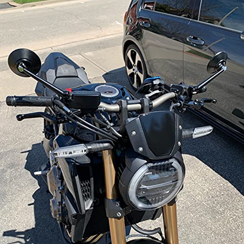 3" Motorcycle Black Round Rear View Side Mirrors - Universal 8Mm 10Mm Cnc Aluminum Handlebar Mirrors With Blue Anti Glare Lens For Scooter Cruiser Dirt Bike Atv #TOP5