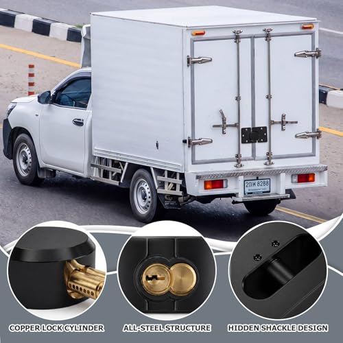Frienda 4 Pack Puck Lock, Heavy Duty Hidden Shackle Lock and Hasp Steel Hockey Puck Padlock for Enclosed Trucks, Trailer, Vending Machines, Vans, Gates & General Security by Frienda - Used condition - Image 7