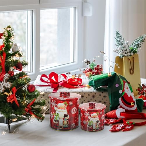 Bocal à bonbons de Noël en tôle avec finition soignée et structure antichoc