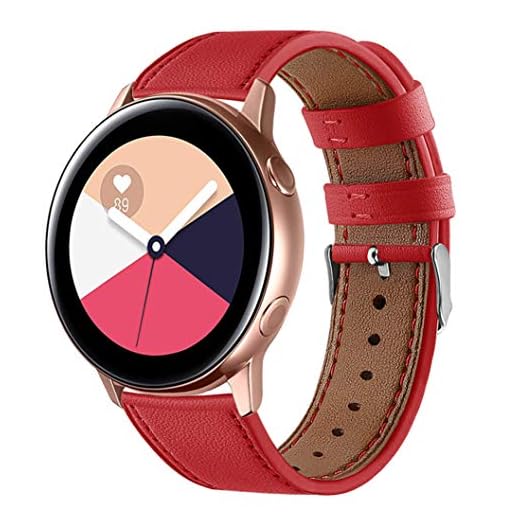 Lenlun Kompatibel för Galaxy Active 40 mm/Galaxy Watch 42 mm rem, 20 mm mjukt läder ersättningsband klockarmband armband för Samsung Gear S2, Gear Sport, Garmin Vivoactive 3 kvinnor män Röd
