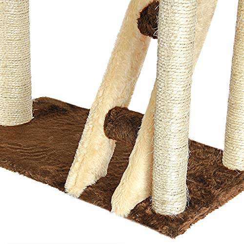 Brinquedo Arranhador Divert Cat para Gatos 2 Plataformas Escada Marrom e Bege