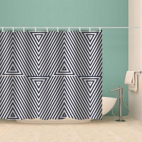 Rideau de douche séchage rapide en polyester lavable motif triangle
