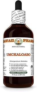 Umckaloabo (Pelargonium Sidoides) Dry Root Glycerite, Made in Hawaii, All Natural, Vegan, Lab Tested Alcohol-Free Liquid Extract - 4 fl.oz