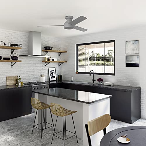 Hunter - Presto Indoor Low Profile Ceiling Fan, Wall Control, 52-inch, Dove Grey, Casual-style, Bedroom Ceiling Fans, 52406, for living rooms, home offices, kitchens thumbnail 3