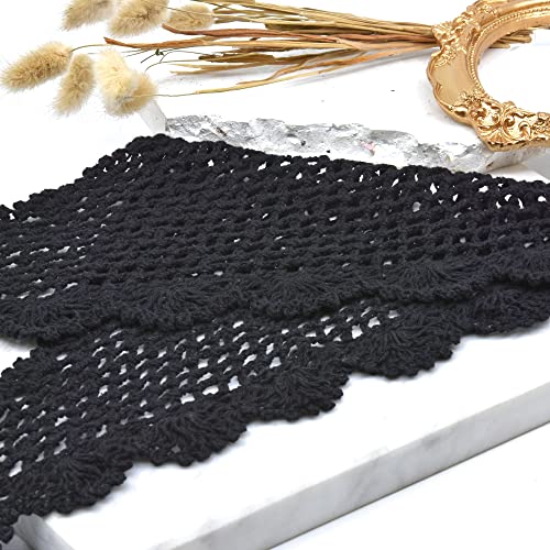 AeraVida Summer Festival Black and Brown Crochet Beach Bandana Cotton Hair Scarf | Boho Chic Handmade Cotton Kerchief4