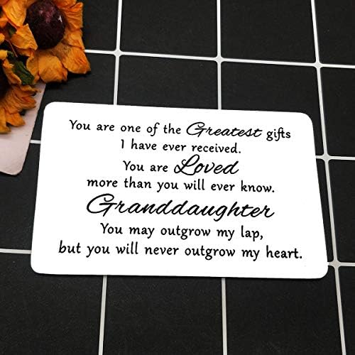 To My Granddaughter Gifts from Grandma Grandpa, Gift Cards for Granddaughter, Great Granddaughter Birthday Card, Laser Engraved Wallet Card Love Note Insert Card Gift for Granddaughter
