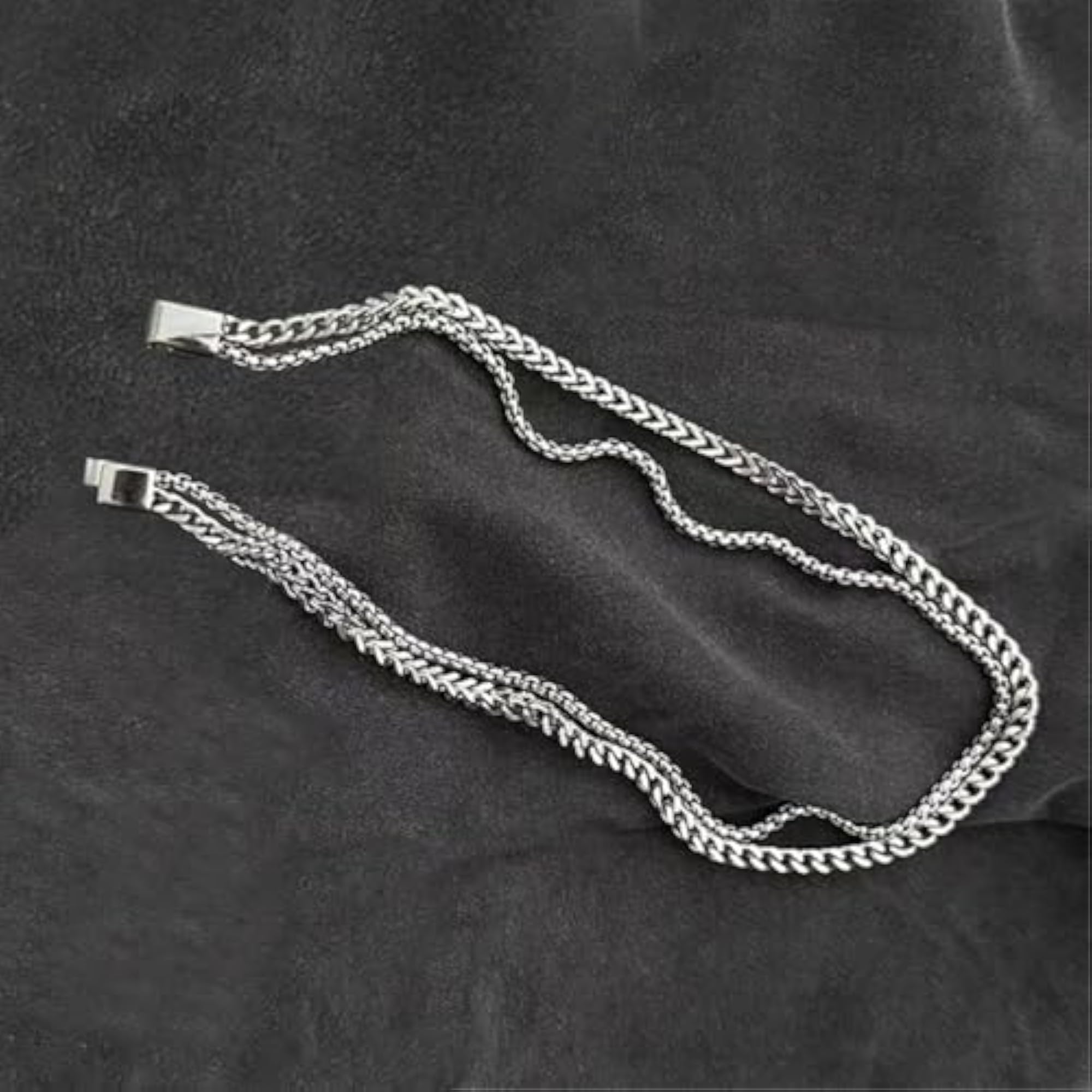 Men's Silver Plated Stainless Steel Wheat Chain Necklace